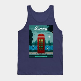 Vintage Travel Poster - London Phone Booth - Not Tardis Tank Top